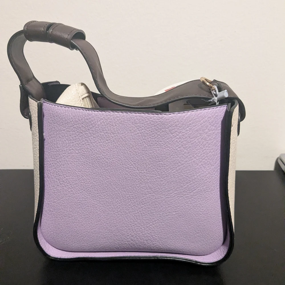 Stylish White and Purple Vegan purse Bag